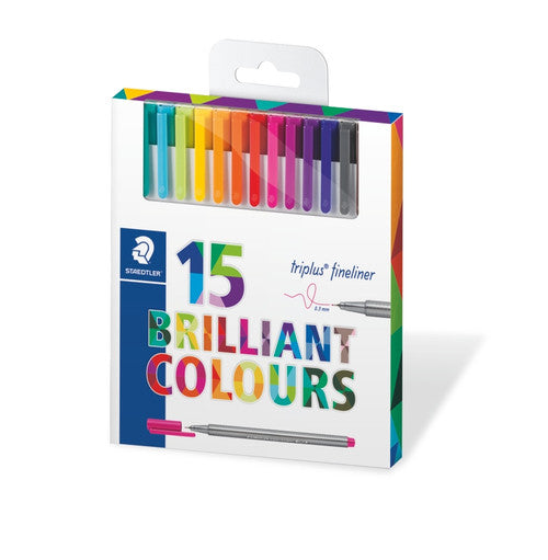 Staedtler Triplus Fineliner Hangsell Box of 15 Assorted Colours 334 C15