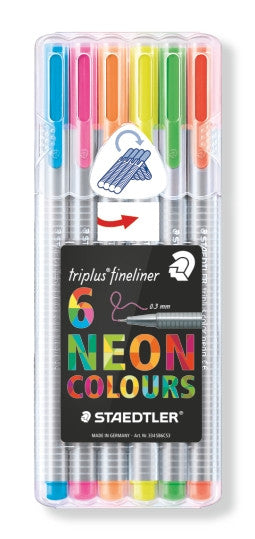Staedtler 334 SB6CLA Triplus Fineliner Wallet of 6 Assorted Neon Colours