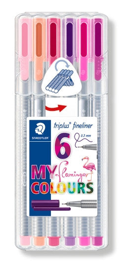 Staedtler 334 SB6CS6 Triplus Fineliner in a Wallet of 6 Assorted Flamingo Colours