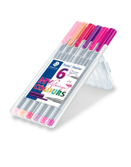 Staedtler 334 SB6CS6 Triplus Fineliner in a Wallet of 6 Assorted Flamingo Colours