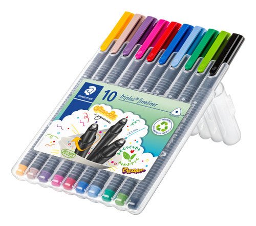 Staedtler 334 SB10 Triplus Fineliner Assorted Colours Wallet of 10