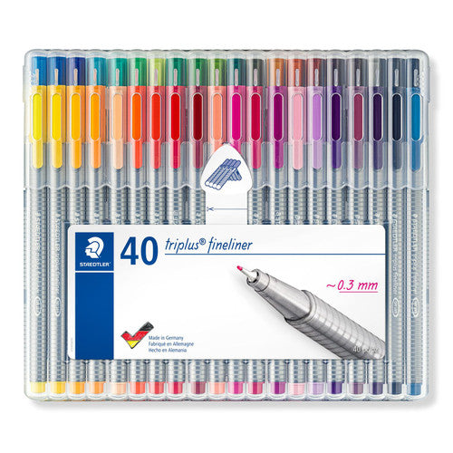 Staedtler 334 SB40 Triplus Fineliner Assorted Colours Wallet of 40