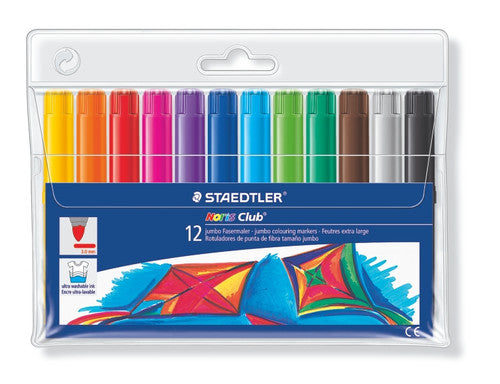 Staedtler Noris Club Jumbo Colouring Markers Wallet of 12 Assorted Colours 340 WP12