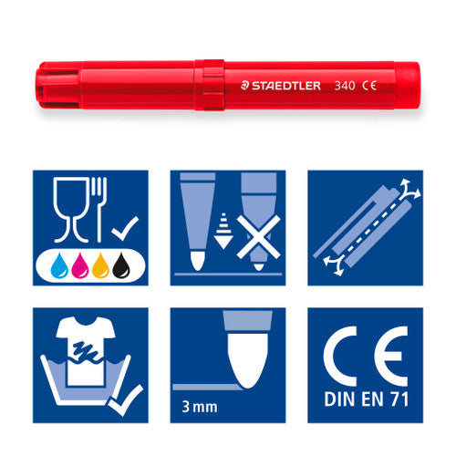 Staedtler Noris Club Jumbo Colouring Markers Wallet of 12 Assorted Colours 340 WP12