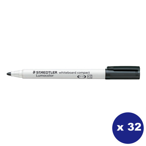 Staedtler 341-9 KP32 Lumocolor Whiteboard Compact Marker Bullet Point Cup of 32 Black