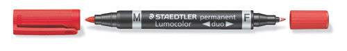 Staedtler 348-2 Lumocolor Permanent Duo Marker Red Box of 10