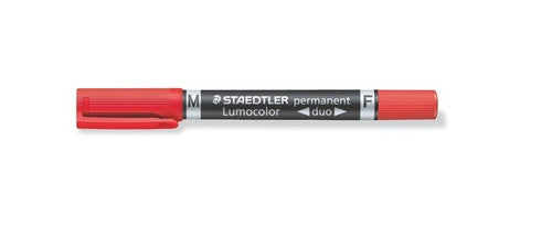 Staedtler 348-2 Lumocolor Permanent Duo Marker Red Box of 10