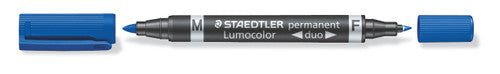 Staedtler 348-3 Lumocolor Permanent Duo Marker Blue Box of 10