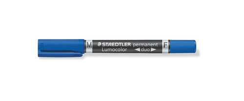 Staedtler 348-3 Lumocolor Permanent Duo Marker Blue Box of 10
