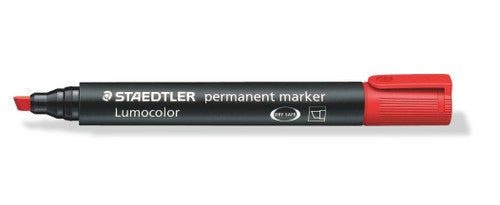 Staedtler Lumocolor Marker Permanent Red Chisel Tip 350-2