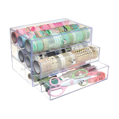 Deflecto 3 Drawer Clear Craft Organiser