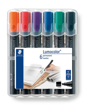 Staedtler Lumocolor Permanent Chisel Wallet 6 Assorted 350 WP6