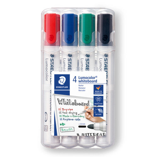 Staedtler Lumocolor Whiteboard Marker Non-Permanent Bullet Tip Wallet 4 351 WP4
