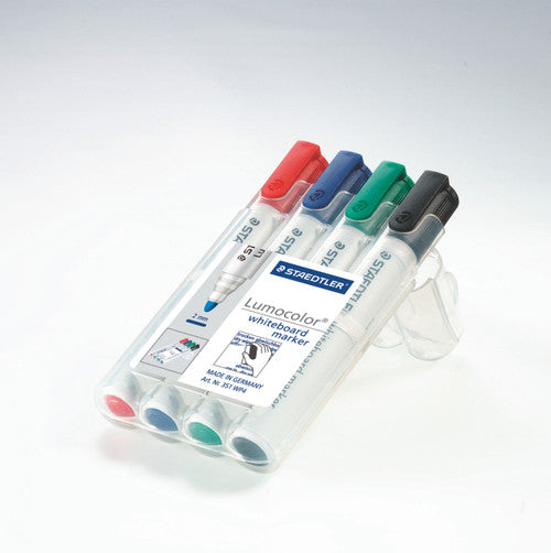 Staedtler Lumocolor Whiteboard Marker Non-Permanent Bullet Tip Wallet 4 351 WP4