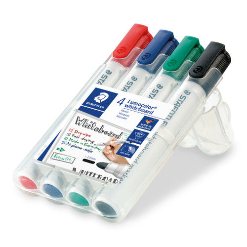Staedtler Lumocolor Whiteboard Marker Non-Permanent Bullet Tip Wallet 4 351 WP4