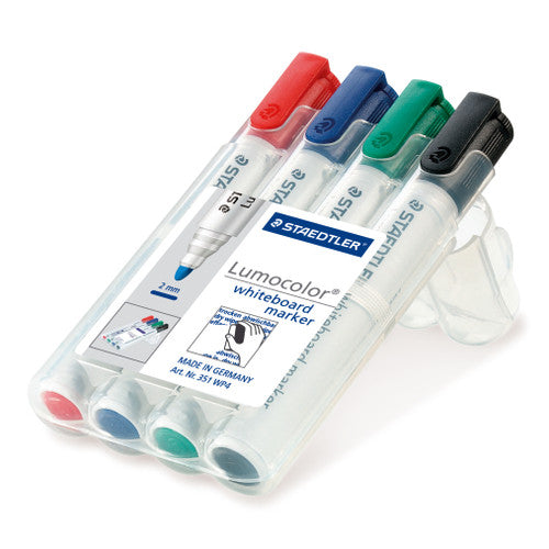 Staedtler Lumocolor Whiteboard Marker Non-Permanent Bullet Tip Wallet 4 351 WP4