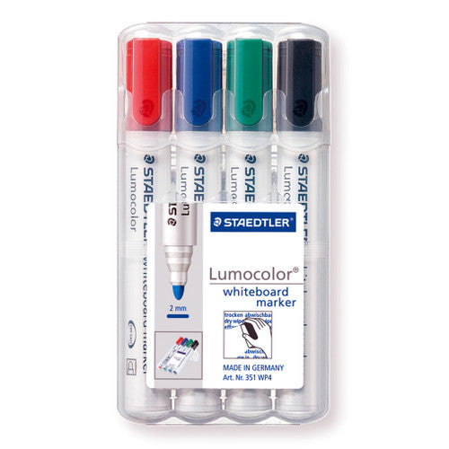 Staedtler Lumocolor Whiteboard Marker Non-Permanent Bullet Tip Wallet 4 351 WP4