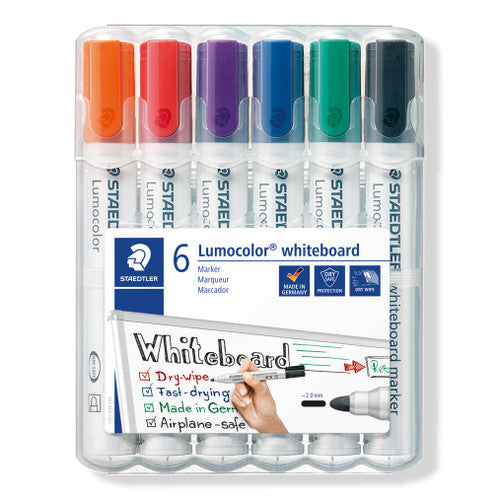 Staedtler Lumocolor Whiteboard Markers Non-Permanent Bullet Tip Wallet of 6 351 WP6