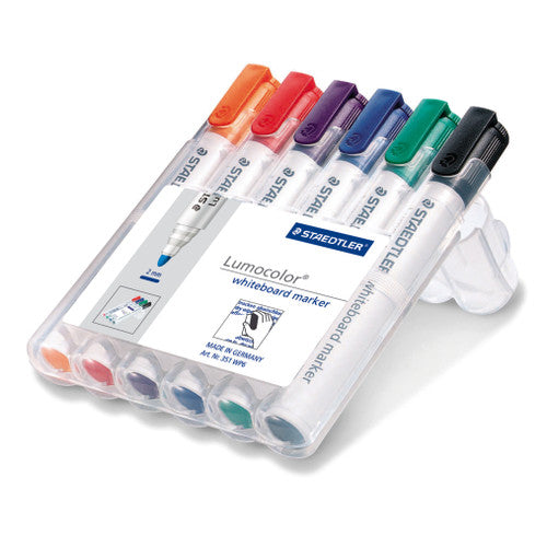Staedtler Lumocolor Whiteboard Markers Non-Permanent Bullet Tip Wallet of 6 351 WP6