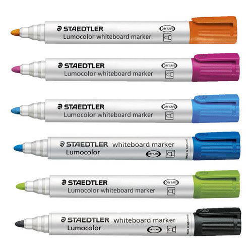 Staedtler 351 WP6-1 Non-Permanent Bullet Tip Lumocolor Bright Whiteboard Marker Wallet of 6