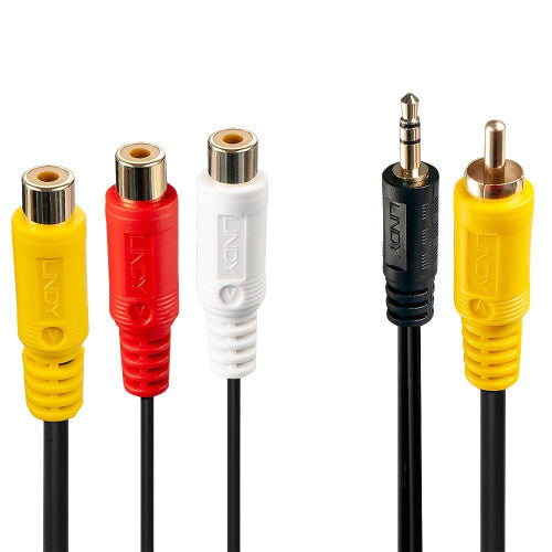 Lindy AV Adapter 3.5mm and RCA Male to 3 x RCA Female