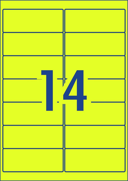 Avery Fluoro Yellow Signalling Labels L7163FY 350 Pack 99.1 x 38.1mm 14UP