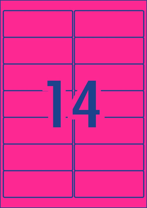 Avery Fluoro Pink Signalling Labels L7163FP 350 Pack 99.1 x 38.1mm 14UP