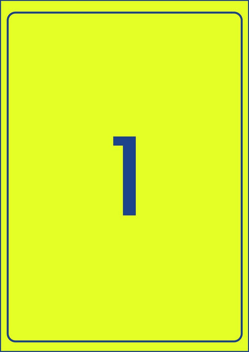 Avery Fluoro Yellow Signalling Labels L7167FY 25 Pack 199.6 x 289.1mm 1UP