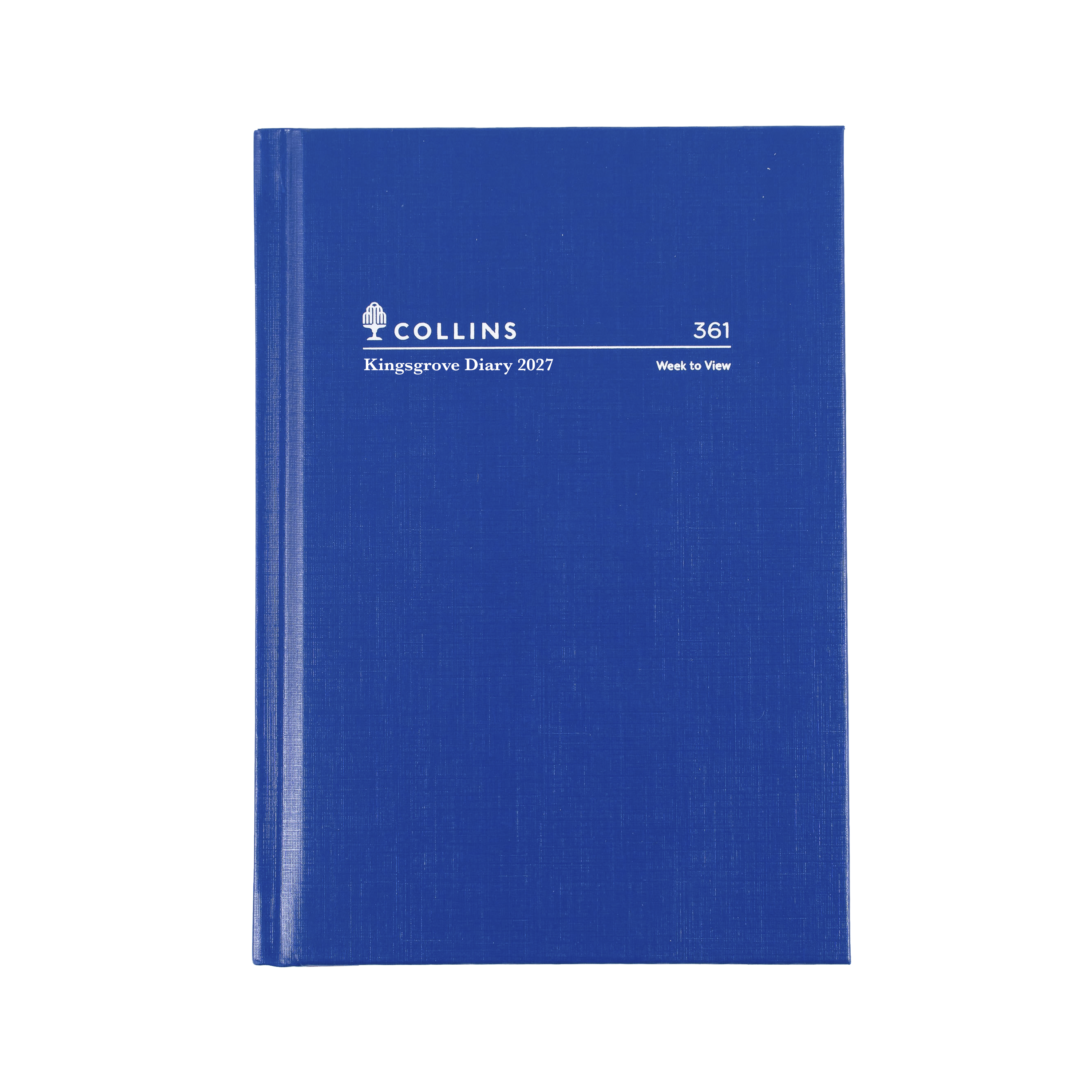 Collins Kingsgrove 2027 A6 week to view diary blue cover angled view