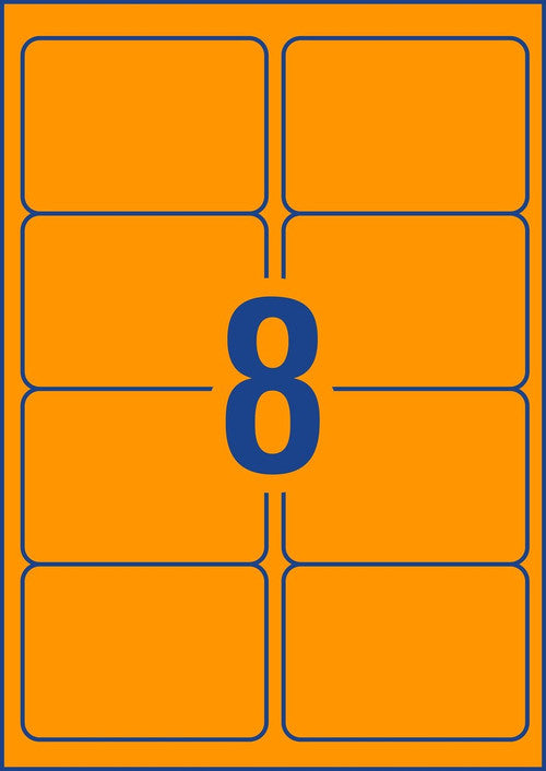 Avery Fluoro Orange Label L7165FO 99.1 x 67.7mm 8UP