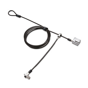 Kensington Dual Head Lock for Surface Pro Standard laid out with the cable loop, silver Surface lock head and T-bar head