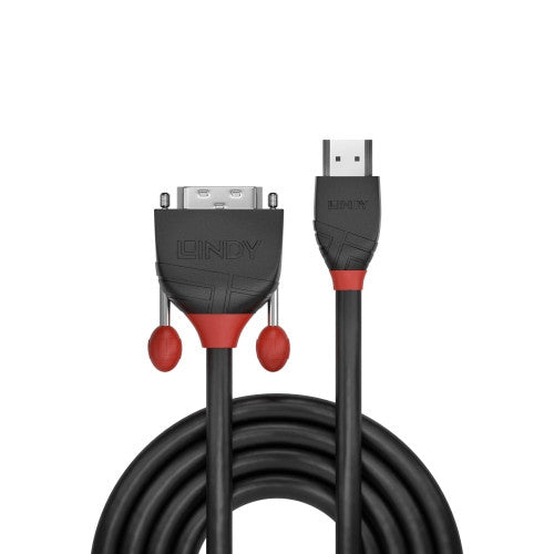 Lindy 5m HDMI to DVI-D Cable Black Line