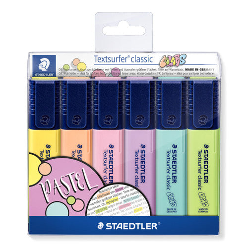 Staedtler Textsurfer Classic 364 CWP6 vintage highlighter wallet of 6 assorted showing muted tonal alternative palette for bullet journalling and aesthetic note-taking
