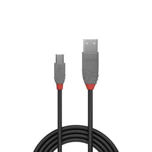 Lindy 0.2m USB 2.0 Type A to Mini-B Cable Anthra Line