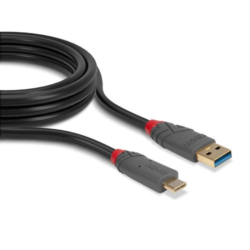 Lindy 1m USB 3.2 Type A to C Cable 10Gbps 5A PD Anthra Line