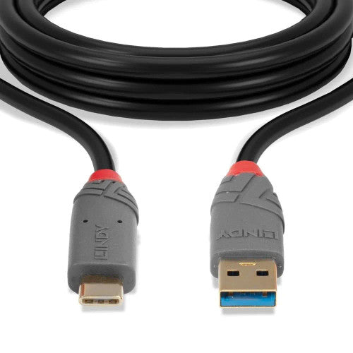 Lindy 1.5m USB 3.2 Type A to C Cable 10Gbps 5A PD Anthra Line