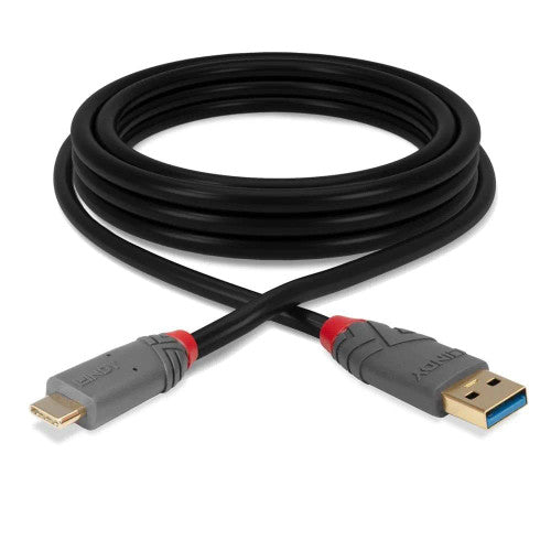 Lindy 1.5m USB 3.2 Type A to C Cable 10Gbps 5A PD Anthra Line