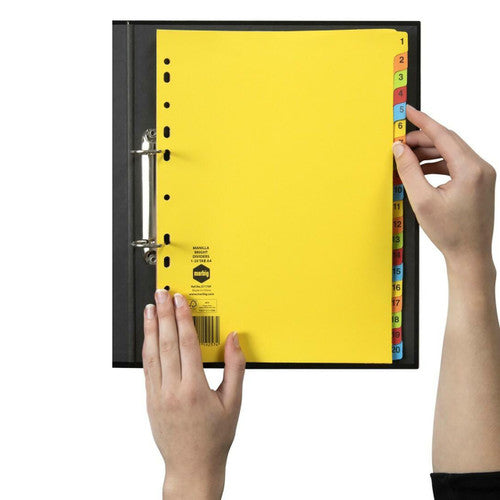 Marbig Indices and Dividers 1-20 Tab Manilla A4 Brights Pack of 25