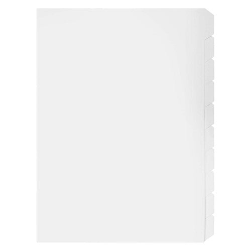 Marbig Indices and Dividers 10 Tab Manilla A4 Unpunched White Pack of 25