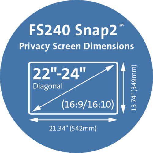 Kensington FS240 Snap2 Privacy Screen for Widescreen Monitor 22-24 Inch