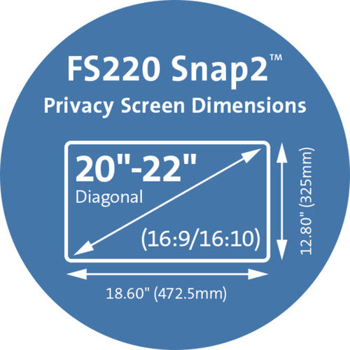 Kensington FS220 Snap2 Privacy Screen for Widescreen Monitor 20-22 Inch