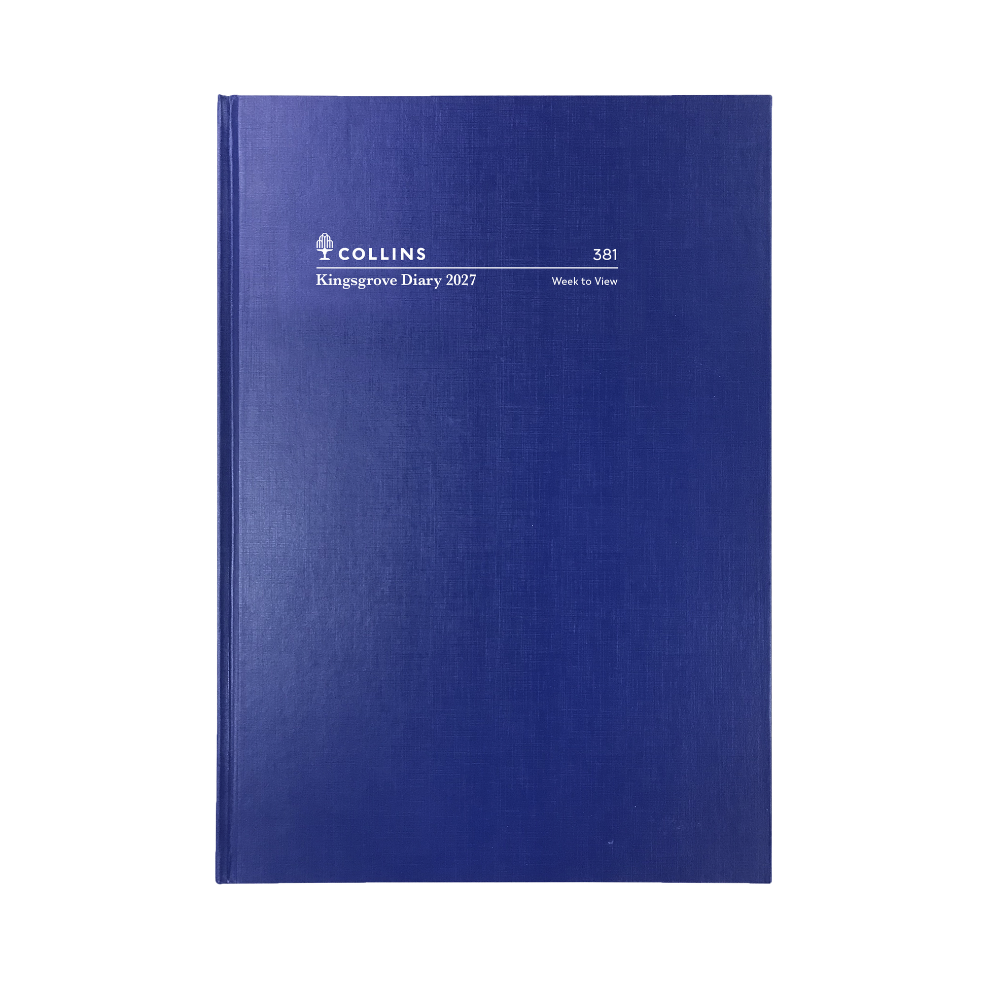 Collins Kingsgrove 2027 A5 week to view diary blue cover angled view