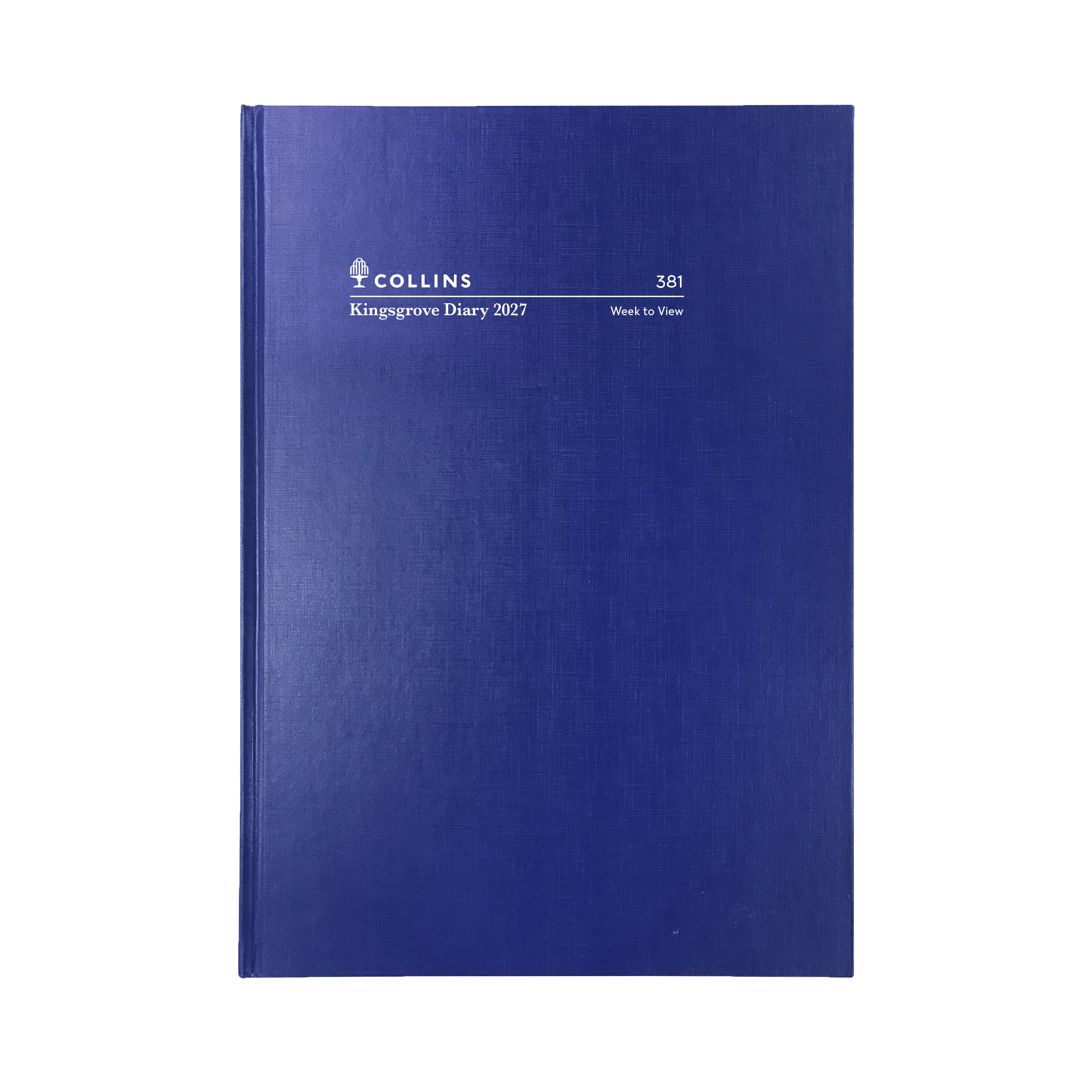 Collins Kingsgrove 2027 A5 week to view diary blue cover angled view