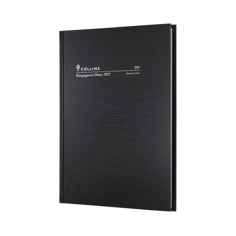 Collins Kingsgrove 2027 A5 Week to a View Diary Black front cover