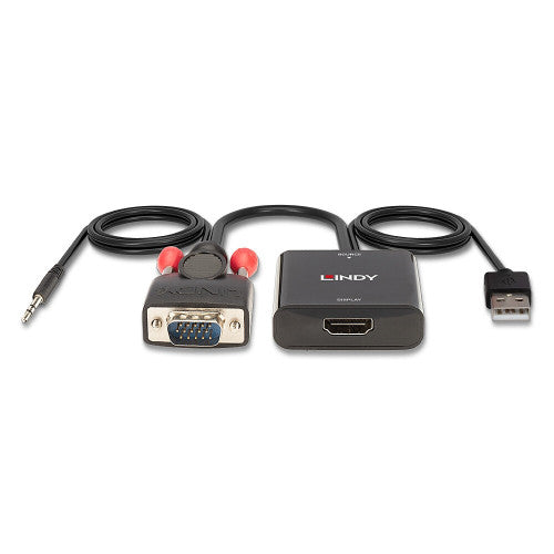 Lindy VGA and Audio to HDMI Converter Black