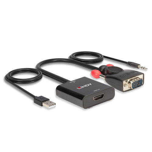 Lindy VGA and Audio to HDMI Converter Black
