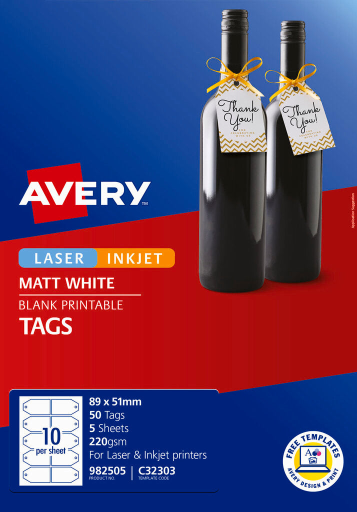 Avery Gift Tags C32303 50 Pack 89 x 51mm 10UP – view 2
