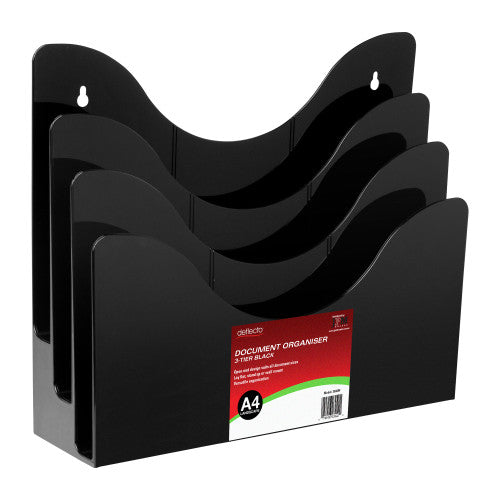 Deflecto 3 Pocket 3 Tier Brochure Holder A4 Landscape Black