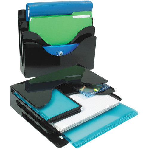 Deflecto 3 Pocket 3 Tier Brochure Holder A4 Landscape Black