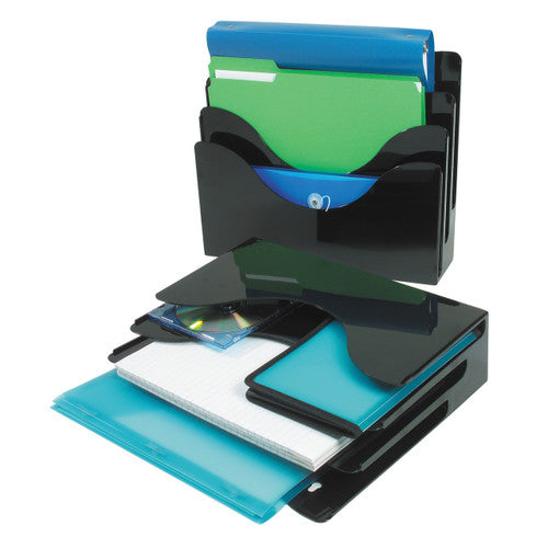 Deflecto 3 Pocket 3 Tier Brochure Holder A4 Landscape Black